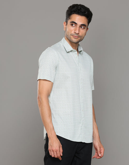 Men Green Printed Short Sleeves Shirt - Kashyap Global Lifestyles LLP