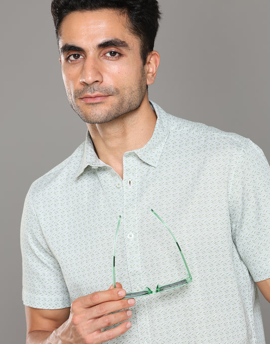 Men Green Printed Short Sleeves Shirt - Kashyap Global Lifestyles LLP