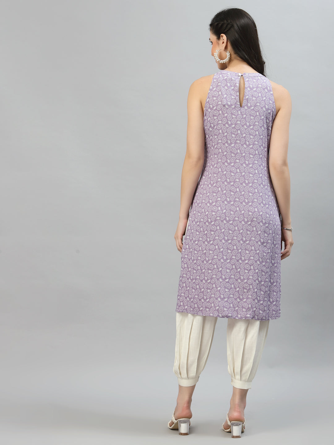 Women Lilac Halter Neck Kurta - Kashyap Global Lifestyles LLP