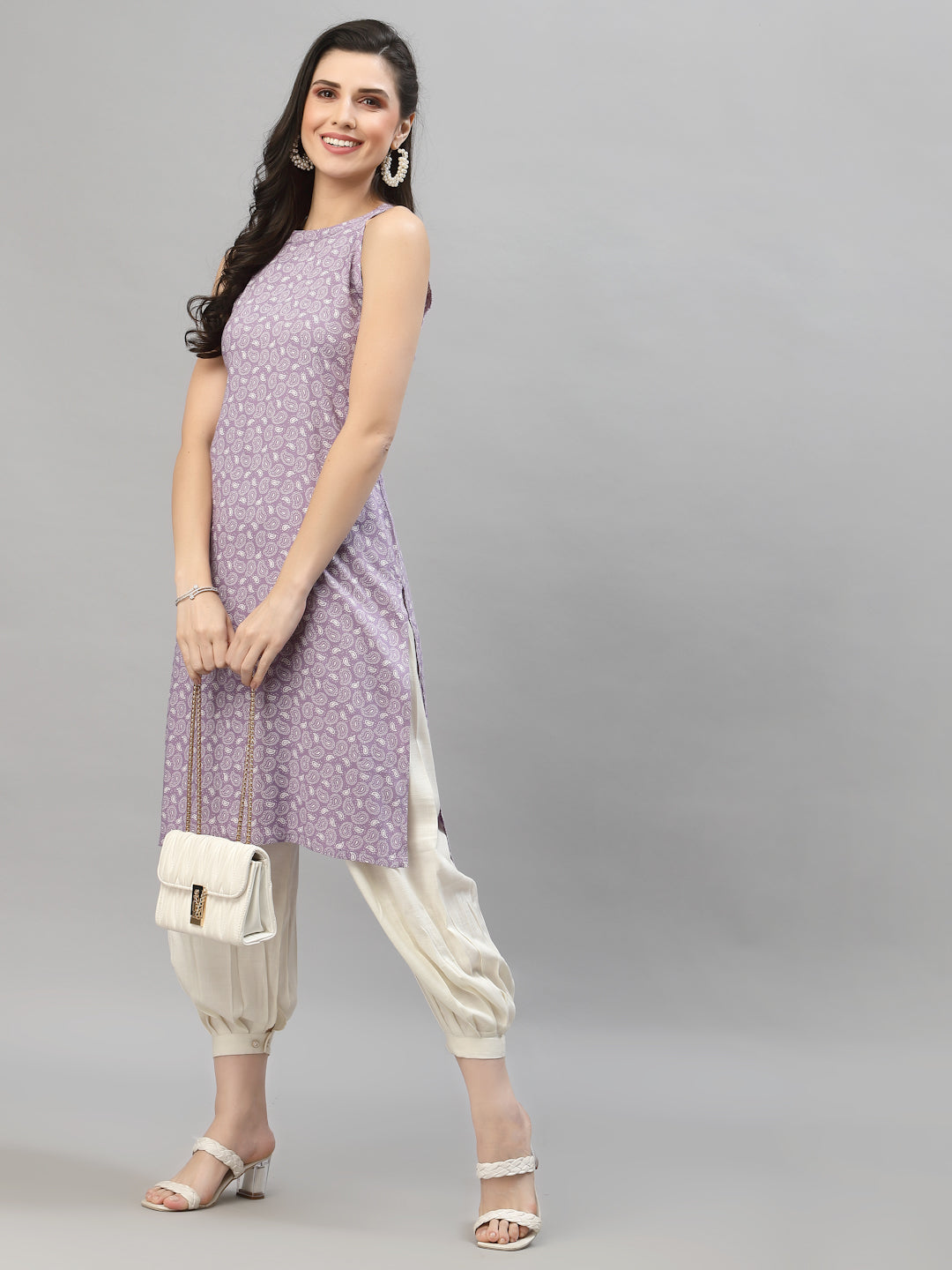 Women Lilac Halter Neck Kurta - Kashyap Global Lifestyles LLP