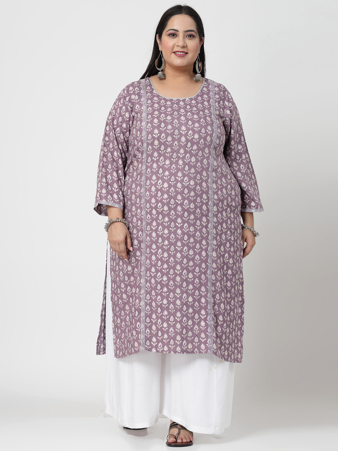 Women Plus Size Lilac Printed Kurta - Kashyap Global Lifestyles LLP