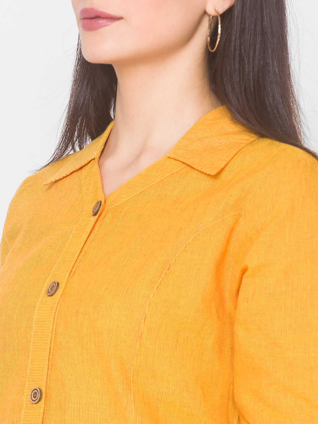 Mustard Collar Neck Straight Kurta - Kashyap Global Lifestyles LLP